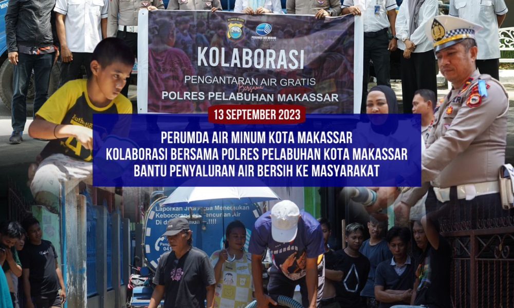 PDAM Makassar Berkolaborasi Polres Pelabuhan Salurkan Air Bersih ke Warga
