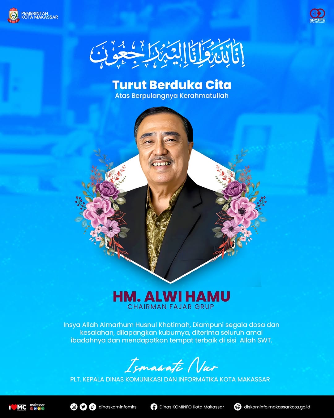 HM Alwi Hamu Berpulang, Keluarga Besar Dinas Kominfo Makassar Sampaikan Belasungkawa